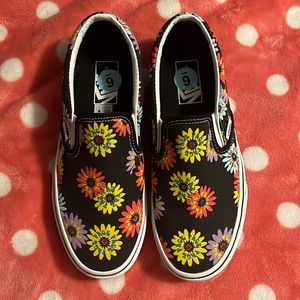 Peace Flower Slip On Vans